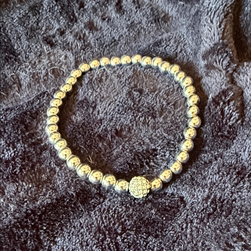 Park Lane Silver Beaded Stretch Bracelet with Pave Accent